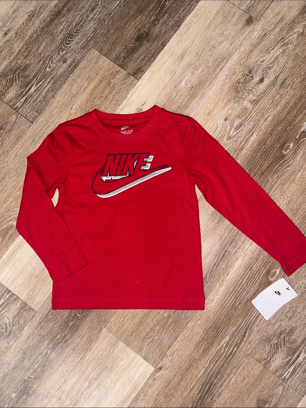 NEW Nike Red Long Sleeve Logo Tee for Kids